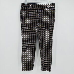 J. Crew Size 6 Navy Blue Geometric Printed Side Zip Winnie Capri Pants